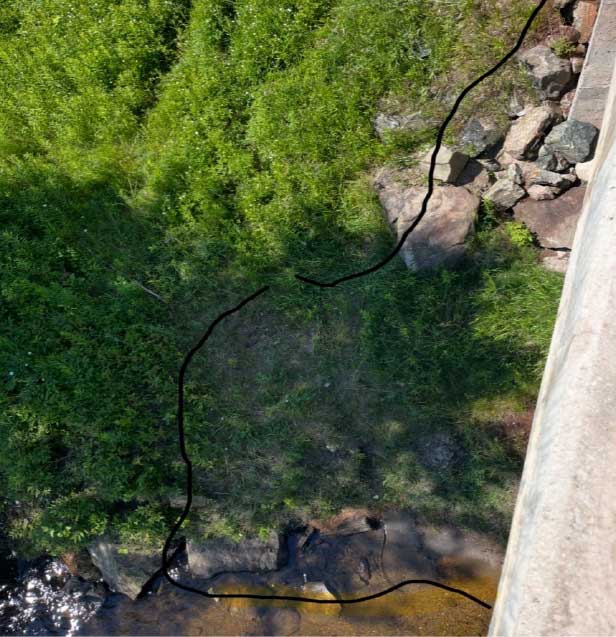 Photo qui représente la zone de marquage pour les travaux des lieux supervisés par le MTQ